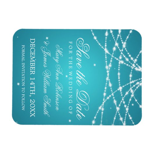 Elegant Save the Date Sparkling String Türkise Magnet (Horizontal)