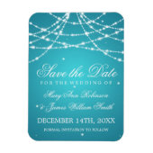Elegant Save the Date Sparkling String Türkise Magnet (Vertikal)