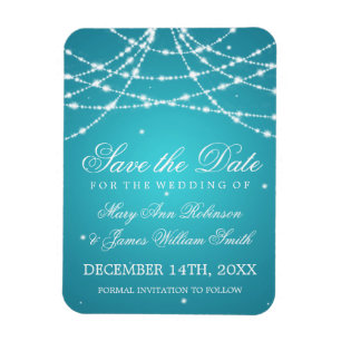 Elegant Save the Date Sparkling String Türkise Magnet