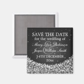 Elegant Save the Date Star Sparkle Black Magnet (Vorderseite/Rückseite)