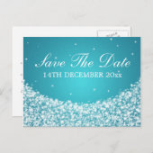 Elegant Save the Date Star Sparkle Blue Ankündigungspostkarte (Vorne/Hinten)