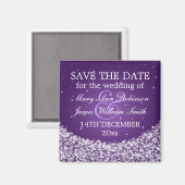 Elegant Save the Date Star Sparkle Lila Magnet (Vorderseite/Rückseite)