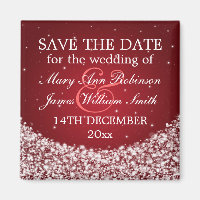 Elegant Save the Date Star Sparkle Red