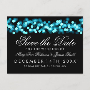 Elegant Save the Date Türkise Hollywood Glam Ankündigungspostkarte