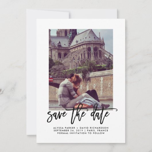 Elegant Save the Date | Typografie und Foto (Vorderseite)