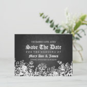 Elegant Save the Date Viktorianisch Geblüht Schwar (Stehend Vorderseite)