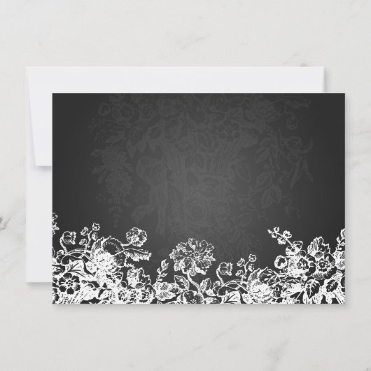 Elegant Save the Date Viktorianisch Geblüht Schwar (Rückseite)