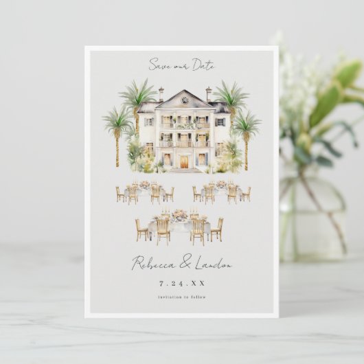 Elegant Save the Date Wedding Announcement Einladung (Stehend Vorderseite)