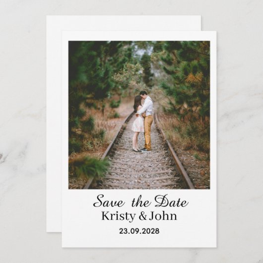 Elegant Save the Date Wedding Card (Vorne/Hinten)