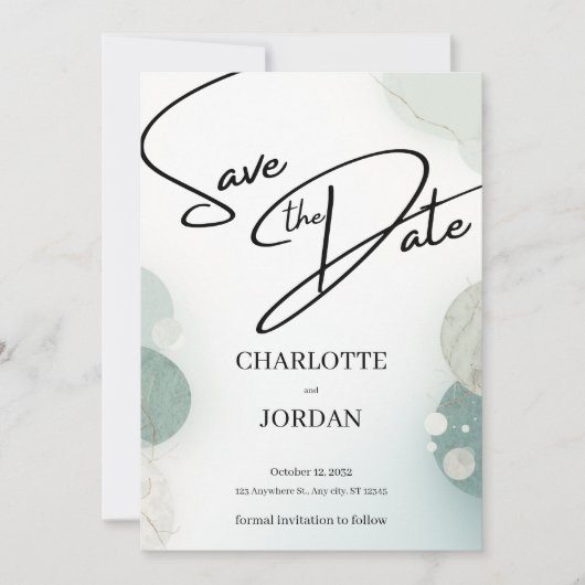 Elegant Save the Date Wedding Invitation (Vorderseite)