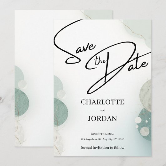 Elegant Save the Date Wedding Invitation (Vorne/Hinten)