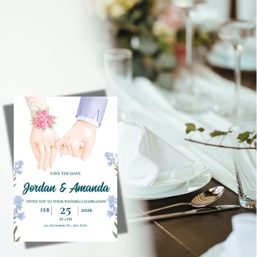 Elegant Save the Date Wedding Invitation Einladung