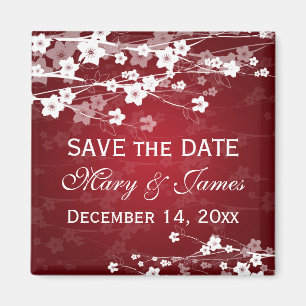 Elegant Save the Date Wedding Kirschblüten-Rot Magnet