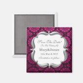 Elegant Save the Date Wedding Mod Lace Pink Magnet (Vorderseite/Rückseite)