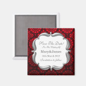 Elegant Save the Date Wedding Mod Lace Red Magnet (Vorderseite/Rückseite)