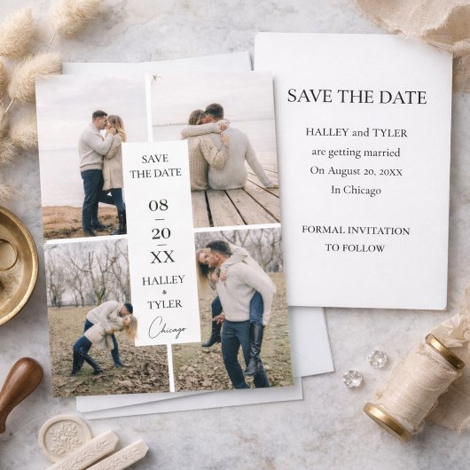 Elegant Save the Date Wedding Photo Collage Einladung