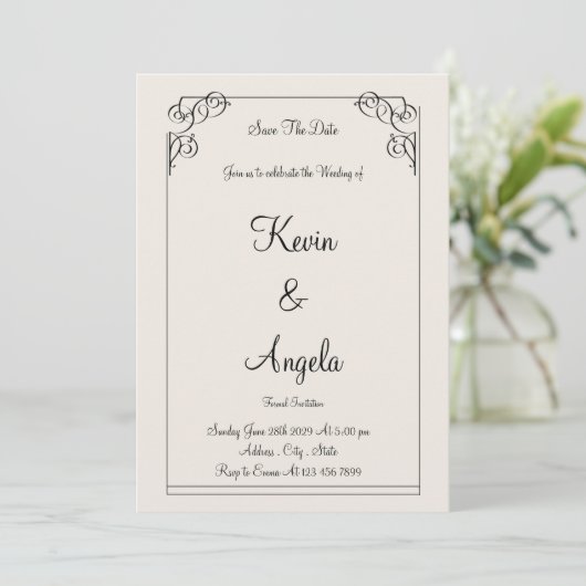 Elegant Save the Date Weeding Einladung (Stehend Vorderseite)