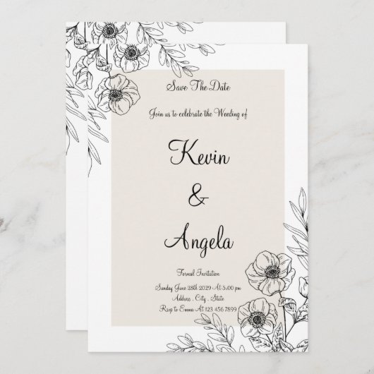 Elegant Save the Date Weeding Einladung (Vorne/Hinten)