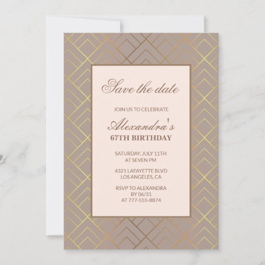 Elegant Save the Date, zum 67. Einladung (Vorderseite)