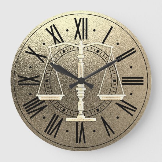 Elegant Scales Graphic Gold Metallic Große Wanduhr (Vorderseite)