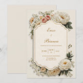Elegant Scalloped Blush Peony Floral Wedding Einladung (Vorne/Hinten)