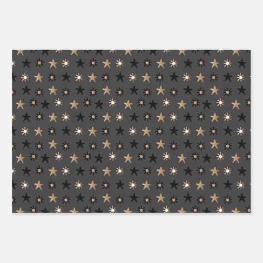 Elegant Scandi Christmas Gold & Black Geschenkpapier Set (Vorderseite 3)
