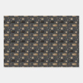 Elegant Scandi Christmas Gold & Black Geschenkpapier Set (Vorderseite)