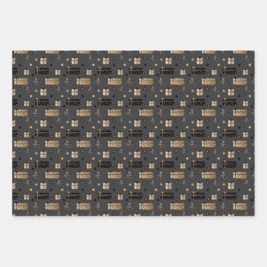 Elegant Scandi Christmas Gold & Black Geschenkpapier Set (Vorderseite)