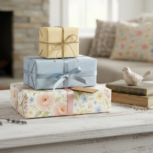 Elegant schabiger französischer Blumenkunst-Entwur Geschenkpapier Set