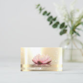 Elegant, schick, Streifen, leuchtender Lotus Visitenkarte (Stehend Vorderseite)