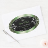 Elegant schimmery Green Black Product Labels Juwel Ovaler Aufkleber (Umschlag)