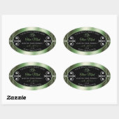 Elegant schimmery Green Black Product Labels Juwel Ovaler Aufkleber (Blatt)