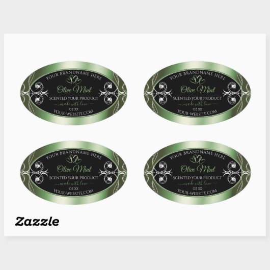 Elegant schimmery Green Black Product Labels Juwel Ovaler Aufkleber (Blatt)