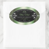Elegant schimmery Green Black Product Labels Juwel Ovaler Aufkleber (Tasche)
