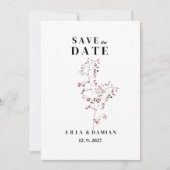 Elegant schlicht bordeauxrosa blumengeschmückt Sav Einladung (Vorderseite)