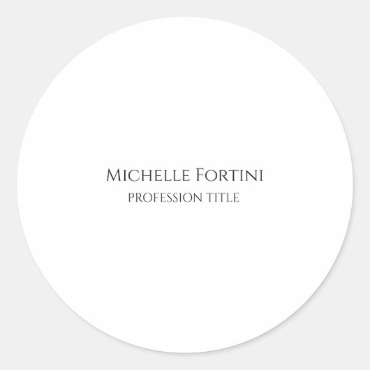 Elegant Schlicht Einfach Minimalistisch Runder Aufkleber (Vorderseite)