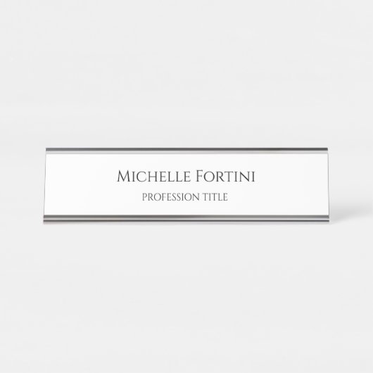 Elegant Schlicht Einfach Minimalistisch Schreibtischnamensplakette (Vorderseite )