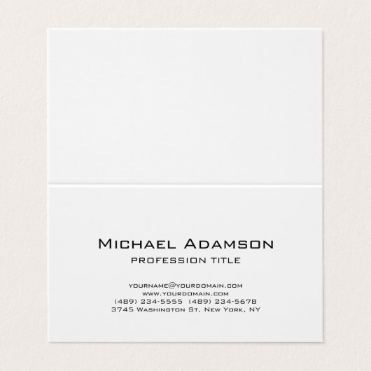 Elegant Schlicht Einfach Schwarz-weiß Minimalistis Visitenkarten (Außenseite Aufgefaltet)