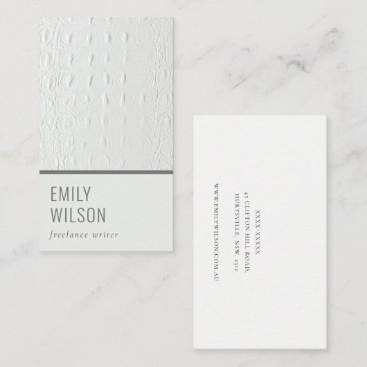 Elegant schlicht elfenbeinfarbene Ledertextur Visitenkarte (Vorne/Hinten)