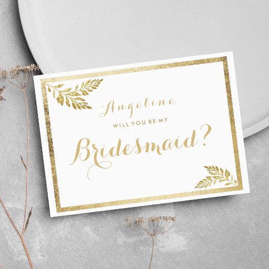 Elegant, schlicht, goldfarben, floralfarben Brides Einladung