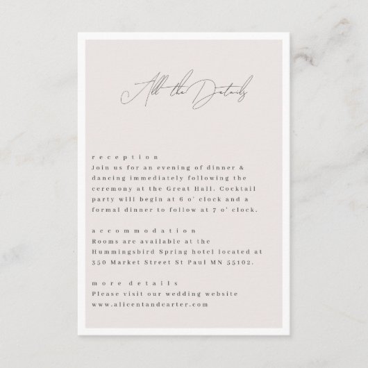 Elegant schlicht mit Line Art Blume & Border Begleitkarte (Vorderseite)