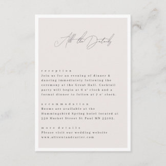 Elegant schlicht mit Line Art Blume & Border Begleitkarte