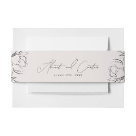 Elegant schlicht mit Line Art Blume & Border Einladungsbanderole