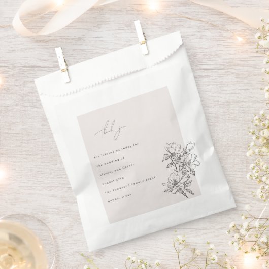 Elegant schlicht mit Line Art Blume & Border Geschenktütchen (Ausgeschnitten)