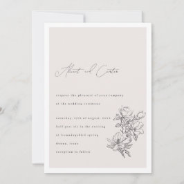 Elegant schlicht mit Line Art Blume & Border Invi Einladung