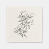 Elegant schlicht mit Line Art Blume & Border Invi Serviette (Vorderseite)