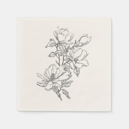 Elegant schlicht mit Line Art Blume & Border Invi Serviette