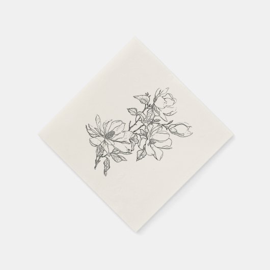 Elegant schlicht mit Line Art Blume & Border Invi Serviette (Ecke)