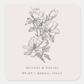 Elegant schlicht mit Line Art Blume & Border Quadratischer Aufkleber (Vorderseite)