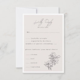 Elegant schlicht mit Line Art Blume & Border RSVP Karte